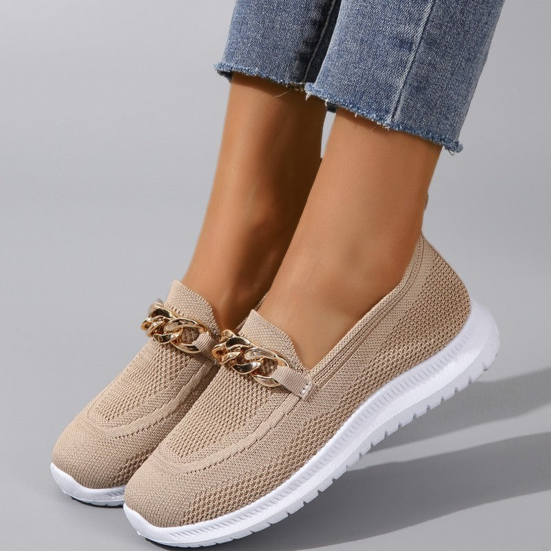 New Large Size Flat Heel Mesh Breathable Flying Woven Slip-on Women - Bests Sale