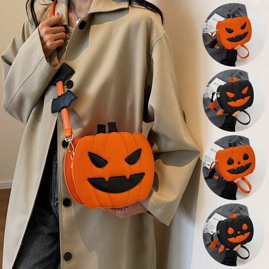 2023 Halloween Bags Funny Pumpkin Cartoon Shoulder Crossbody Bag With Bat Personalized Creative Female Bag Bests Sale