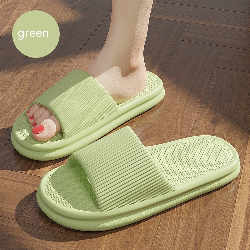 Striped Design Home Slippers For Women Men Soft Anti-slip Floor Bathroom Slippers Solid House Shoes - Bests Sale