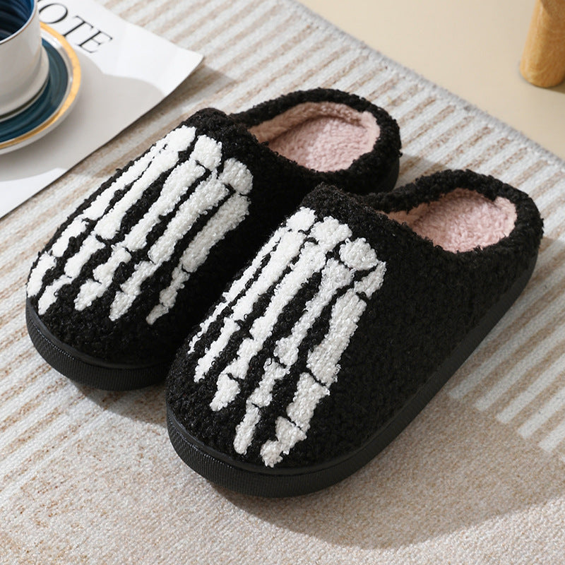 Halloween Skull Cartoon Print Slippers Warm Winter Slippers For Men Women Couple Home Shoes Indoor Cotton Slippers Bests Sale