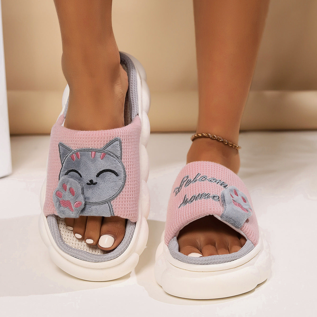 Cute Cartoon Kitten Home Slippers For Women - Bests Sale