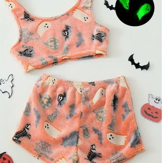 Women's Halloween Luminous Flannel Pajamas - Bests Sale