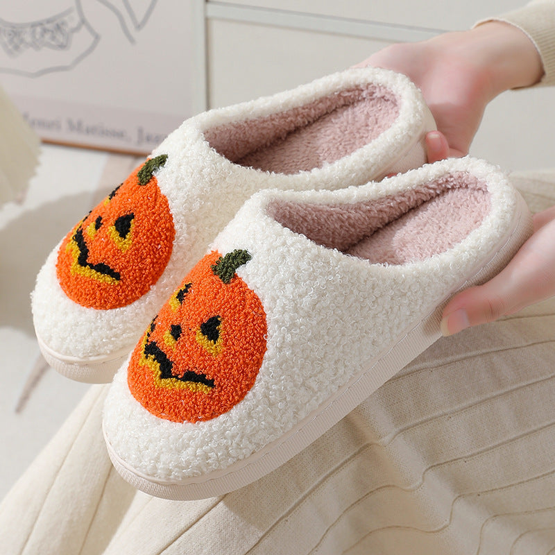 Halloween Pumpkin Cartoon Slippers Warm Winter Slippers Men And Women Couples Indoor House Shoes Bests Sale