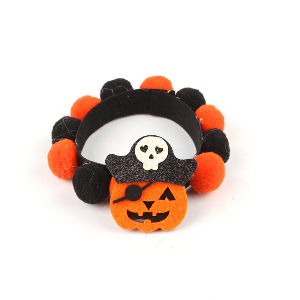 Halloween Pet Fur Ball Collar Pumpkin Accessories Bests Sale