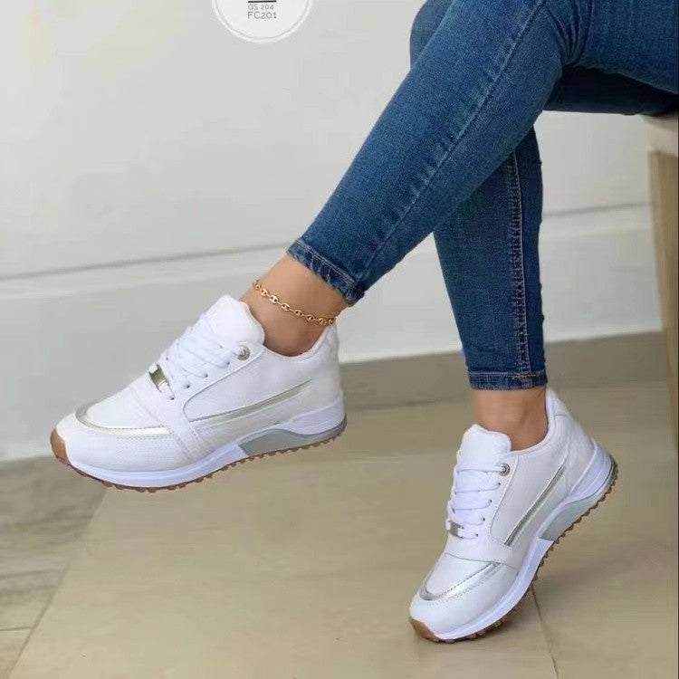 Casual Lace-up Flat Shoes Women Shallow Round Toe Sports Walking Sneakers - Bests Sale