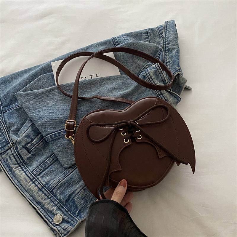 Heart Shape Bag Strap Design Bat Wings One Shoulder Crossbody Bag Bests Sale