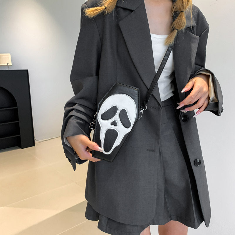 Halloween Coffin-shape Shoulder Bag Gothic Ghost Spider Web Messenger Crossbody Bag Kids Personality Phone Bag For Women Bests Sale