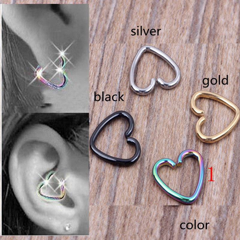 Heart-shaped Nose Clip, Nose Ring, Ear Clip, Ear Stud, Ear Bone Stud - Bests Sale