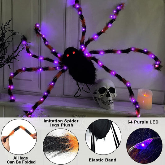Halloween Spider Backpack Nine LED Modes Plush Sugar Bag Bests Sale