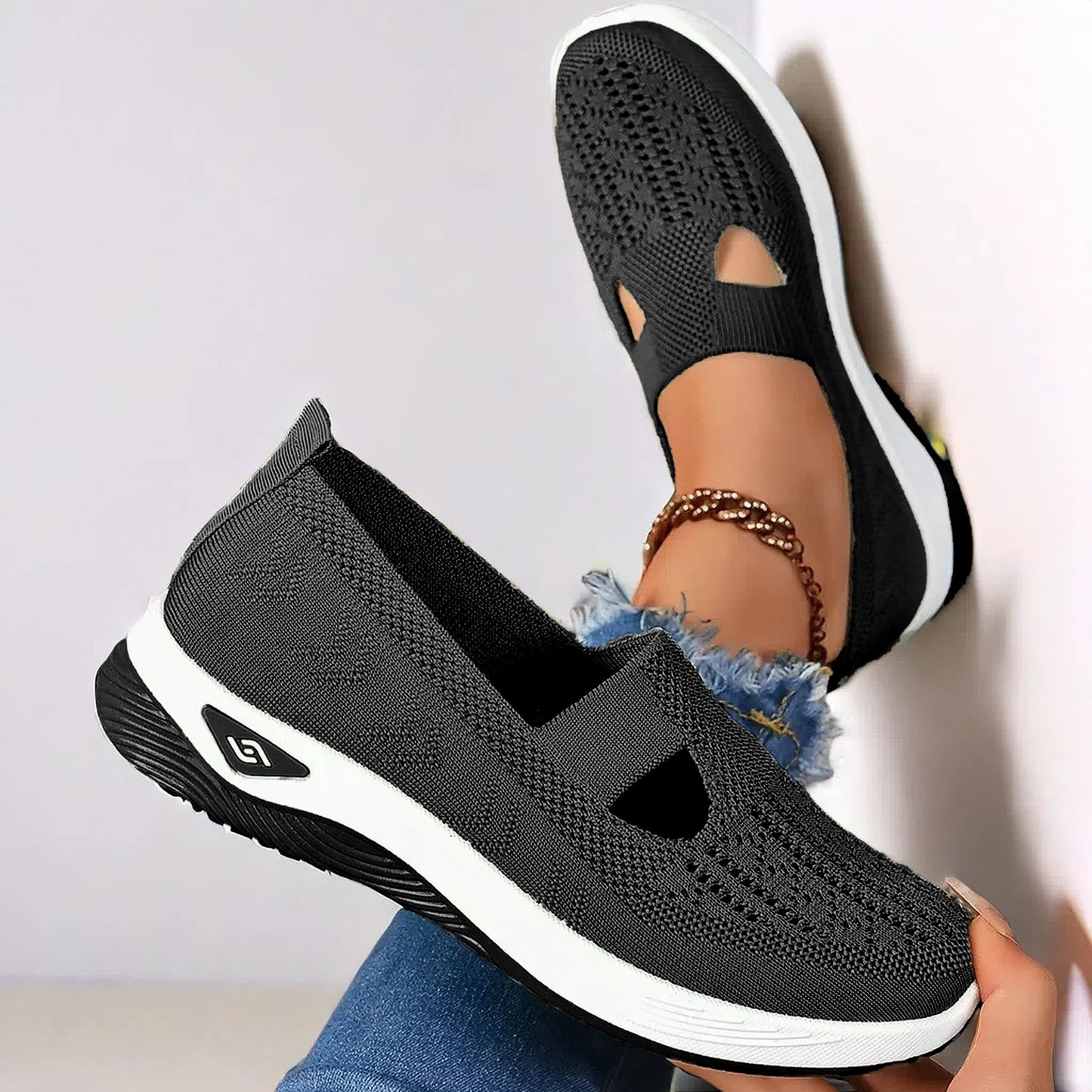Mesh Flats Shoes Fashion Breathable Non-slip Soft Bottom Casual Shoes For Women - Bests Sale