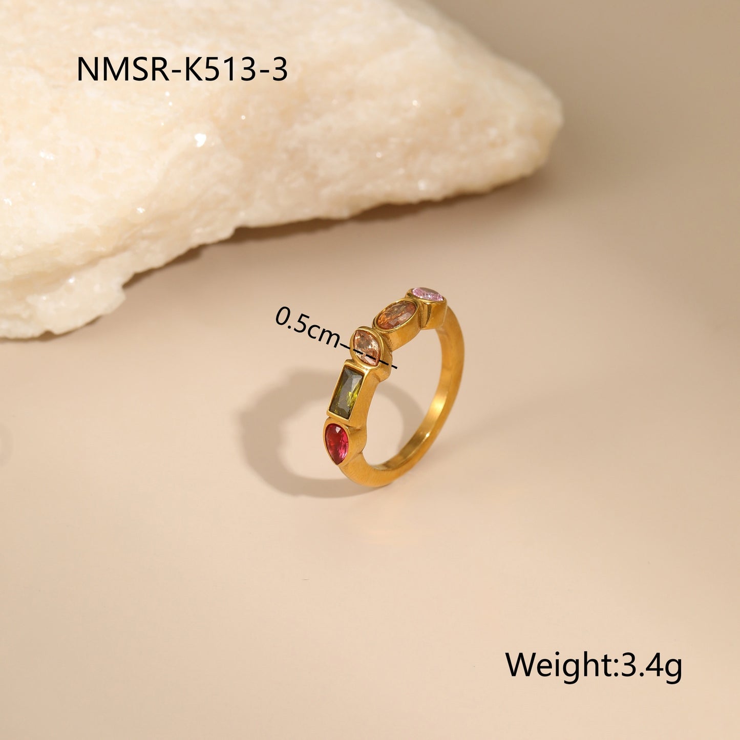 Geometric Color Zircon Necklace Gold Plated Design Sense Earrings Ring Ornament Suit - Bests Sale