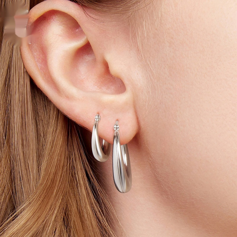 Style Metal Simple Ring Ear Clip Earrings Copper Earrings Silver Needle - Bests Sale
