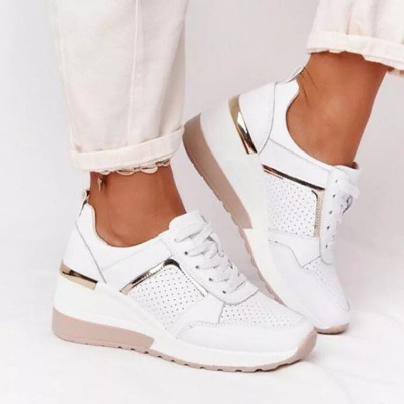 Plus Size Casual Platform Dad Shoes Lace-up Wedge Sports Women - Bests Sale
