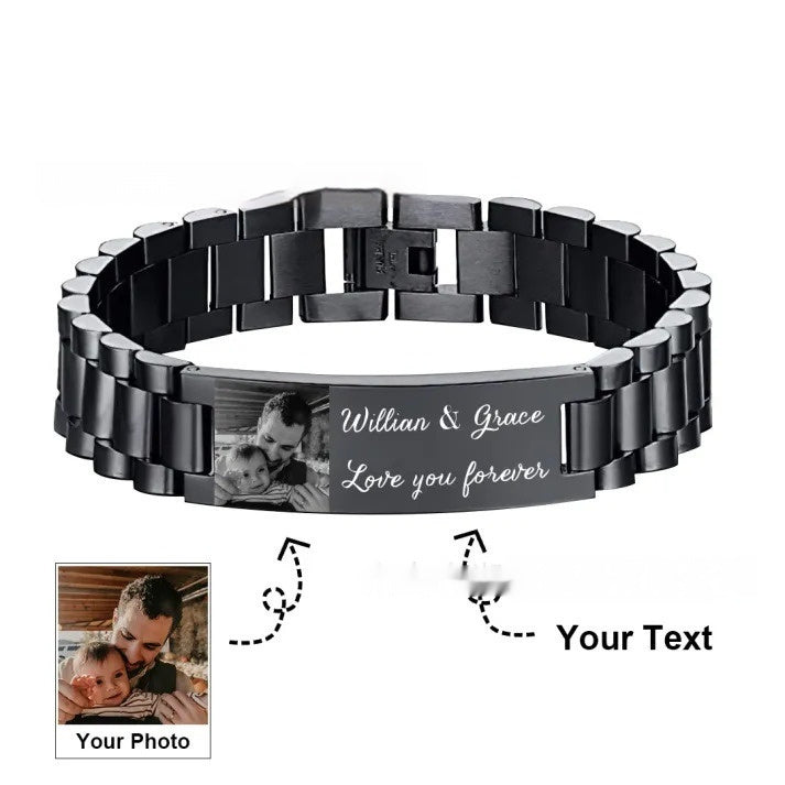 Men's Lettering Bracelet Stainless Steel Curved Piece - Bests Sale
