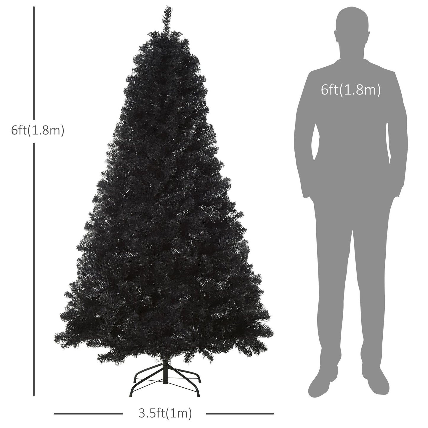 6ft Artificial Christmas Tree Unlit Douglas Fir With Realistic Branch Tips, Black Halloween Style - Bests Sale