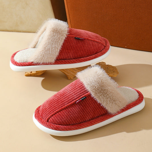 Fur Mouth Home Non-slip Thermal Cotton Slippers - Bests Sale