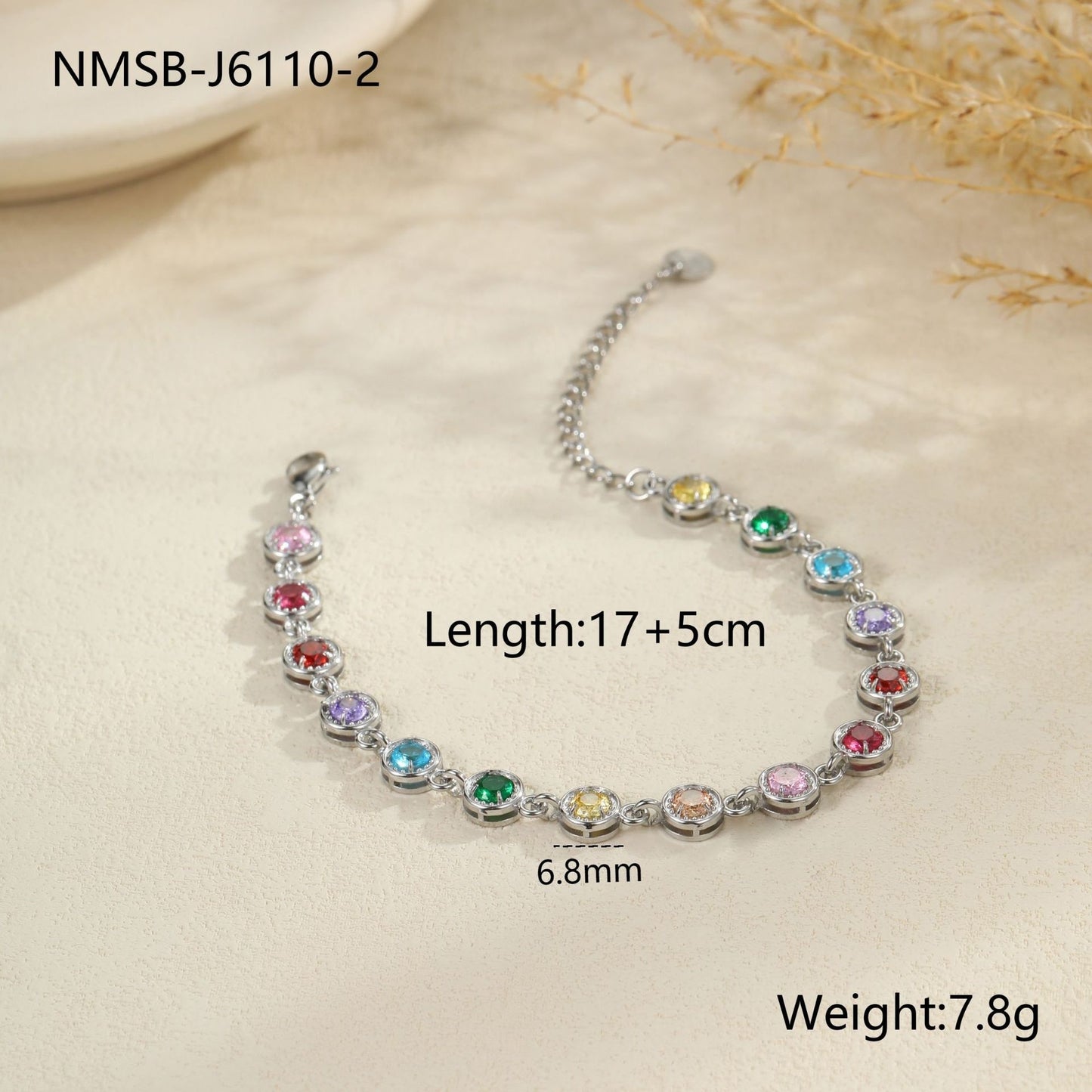 Color Zircon Stainless Steel Bracelet - Bests Sale