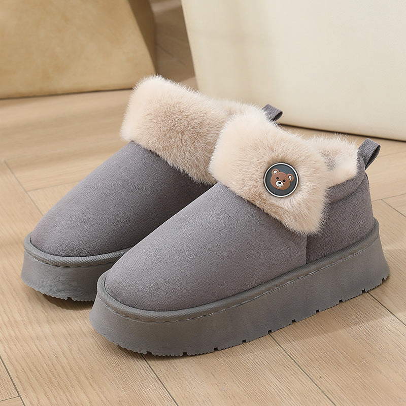 Ankle Wrap Cotton Slippers Thickened Couple Non-slip Warm Cotton Shoes - Bests Sale