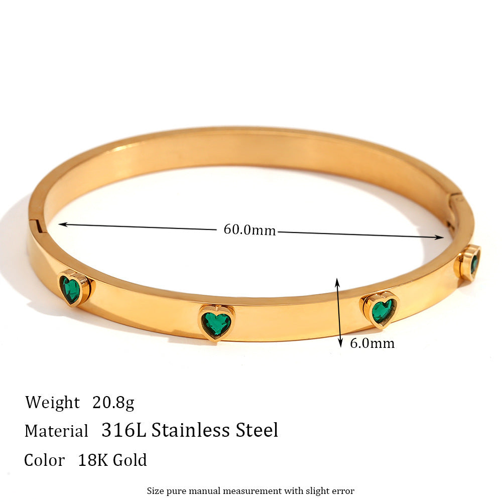 Fashion Special-interest Stainless Steel Micro-inlaid Peach Heart Bracelet For Women - Bests Sale
