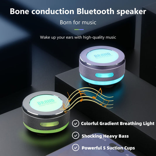 Small Wireless Bone Conduction Speakers Bluetooth Vibration Speaker With Color LED Light Portable Surface Adsorption Speaker Coffee Jasper