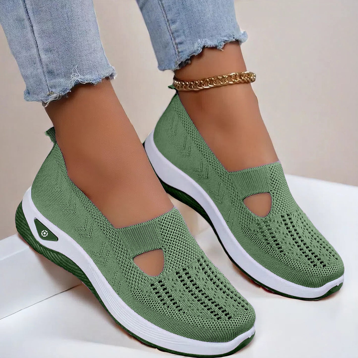 Mesh Flats Shoes Fashion Breathable Non-slip Soft Bottom Casual Shoes For Women - Bests Sale