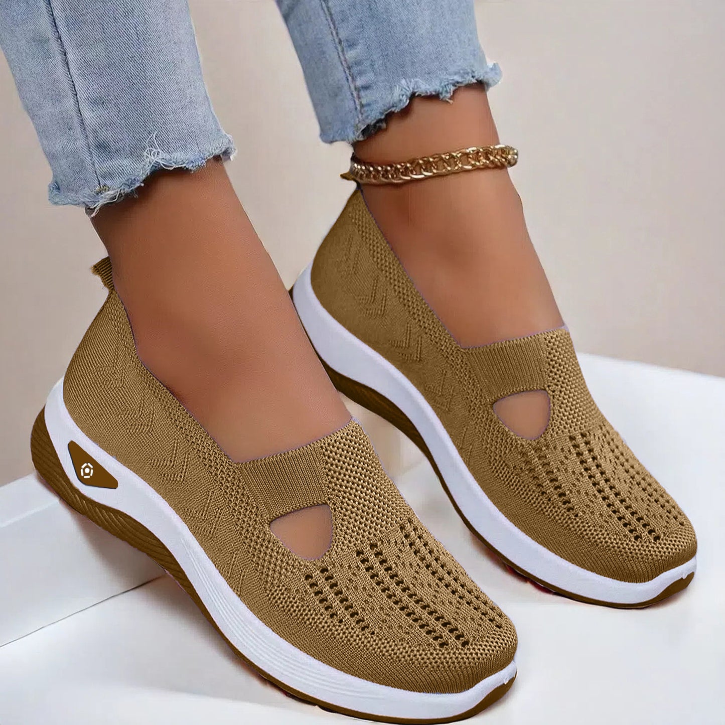 Mesh Flats Shoes Fashion Breathable Non-slip Soft Bottom Casual Shoes For Women - Bests Sale